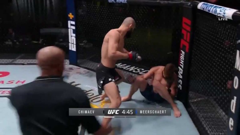 Khamzat Chimaev chỉ mất 17 giây để knockout Gerald Meerschaert tại UFC on ESPN + 36.