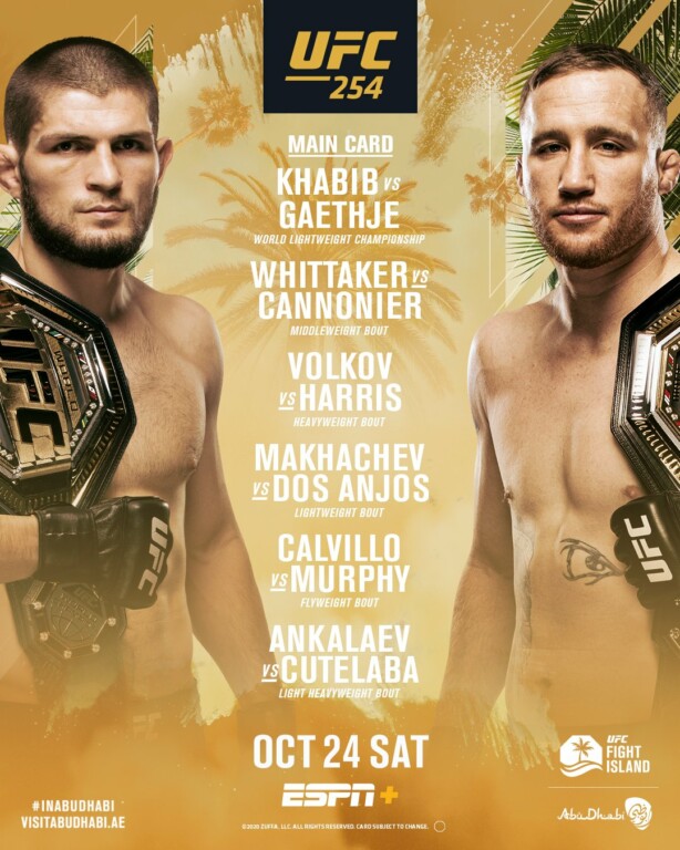 Chi tiết các cặp đấu tại sự kiện chính UFC 254.