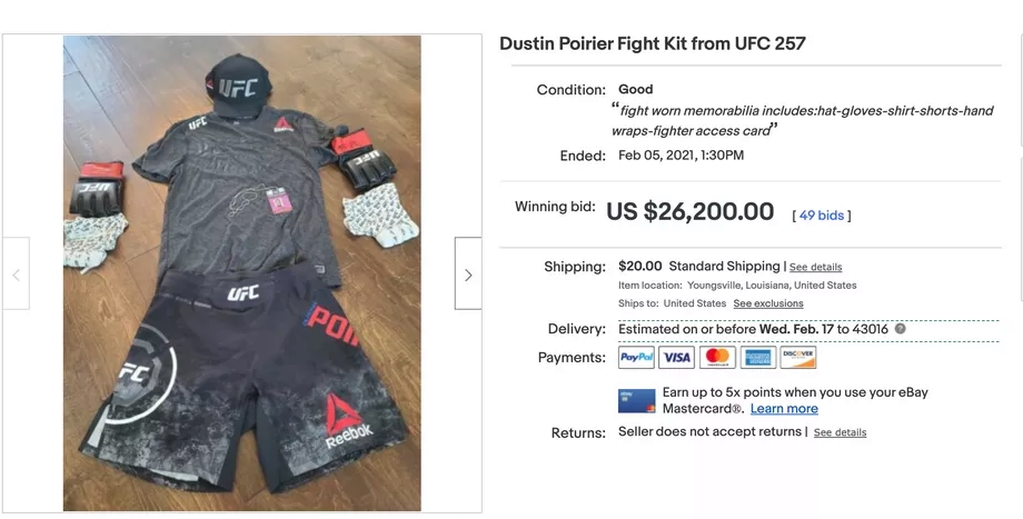 Dustin Poirier bán đấu giá bộ đồ thi đấu tại UFC 257.