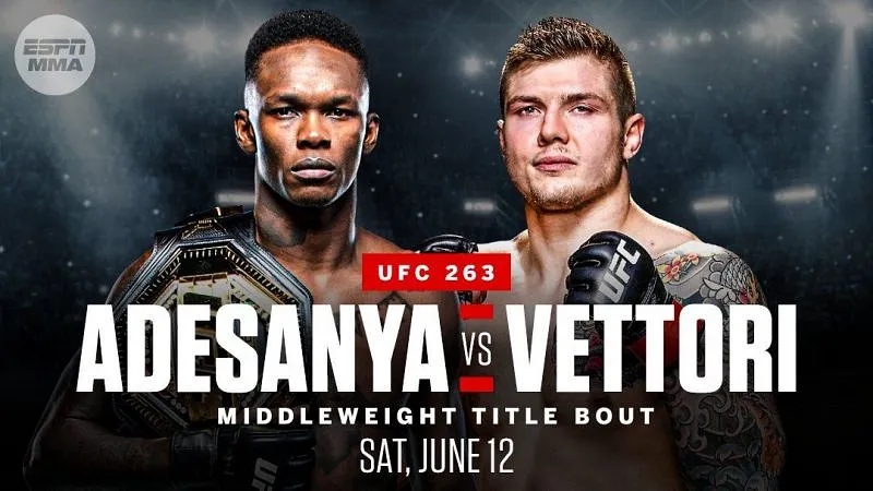 Israel Adesanya và Marvin Vettori đối đầu nhau tại UFC 263.